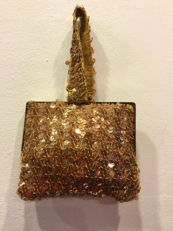 Vintage Small 1930's Gold Sequin Purse Art Deco