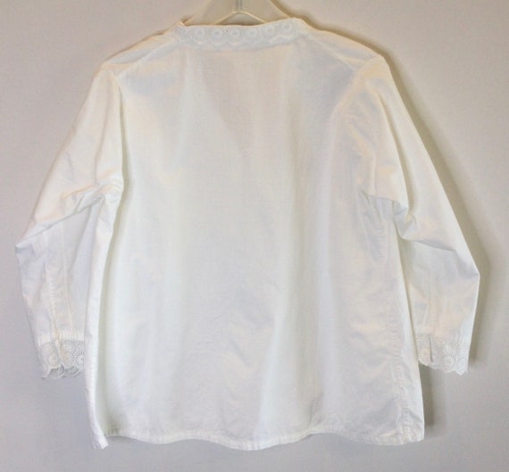 Antique Blouse White Cotton Eyelet Lace - image 5