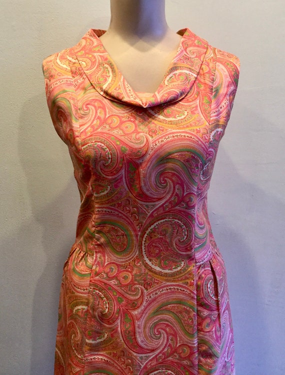 1960's Pink Paisley Sleeveless Dress