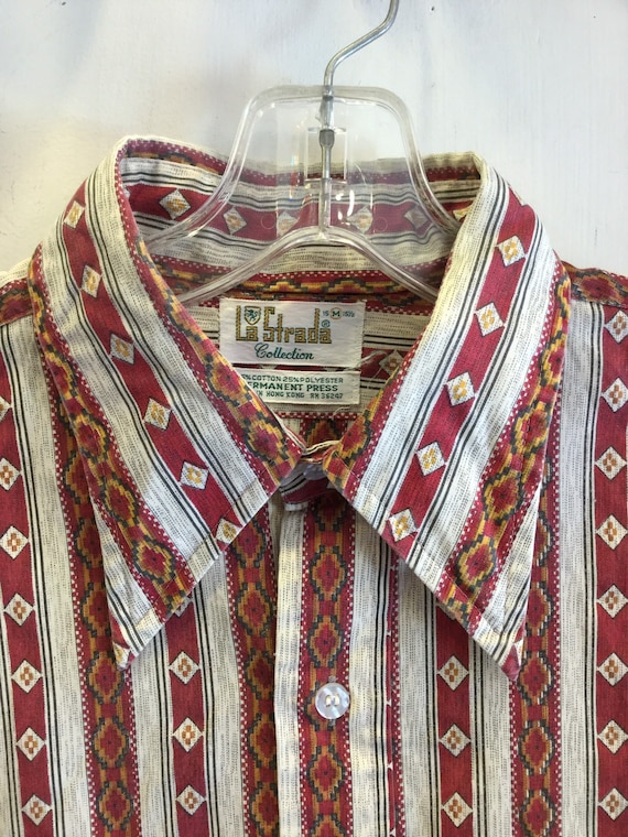 La Strada Poly-Cotton Patterned Button Down Shirt… - image 1