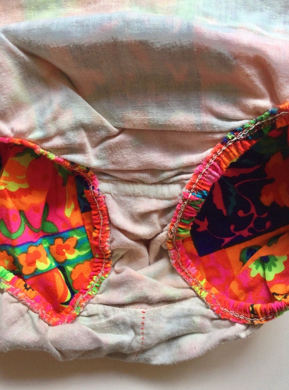 1960s Neon Day Glo Floral Print Two Piece Bikini … - image 9