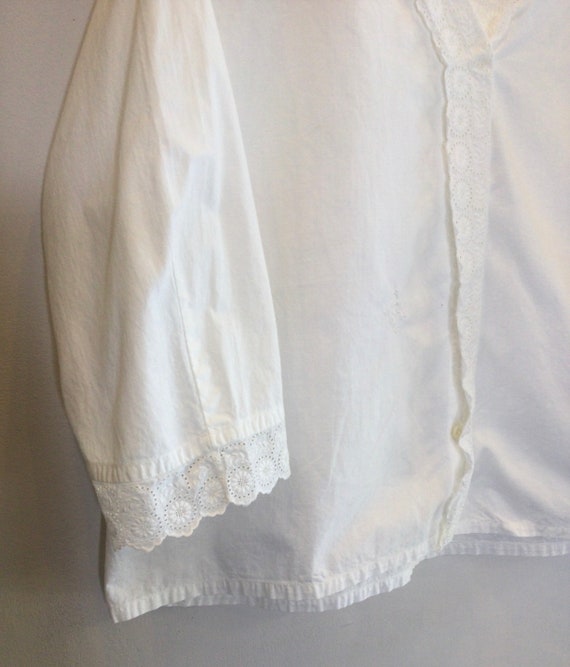 Antique Blouse White Cotton Eyelet Lace - image 3