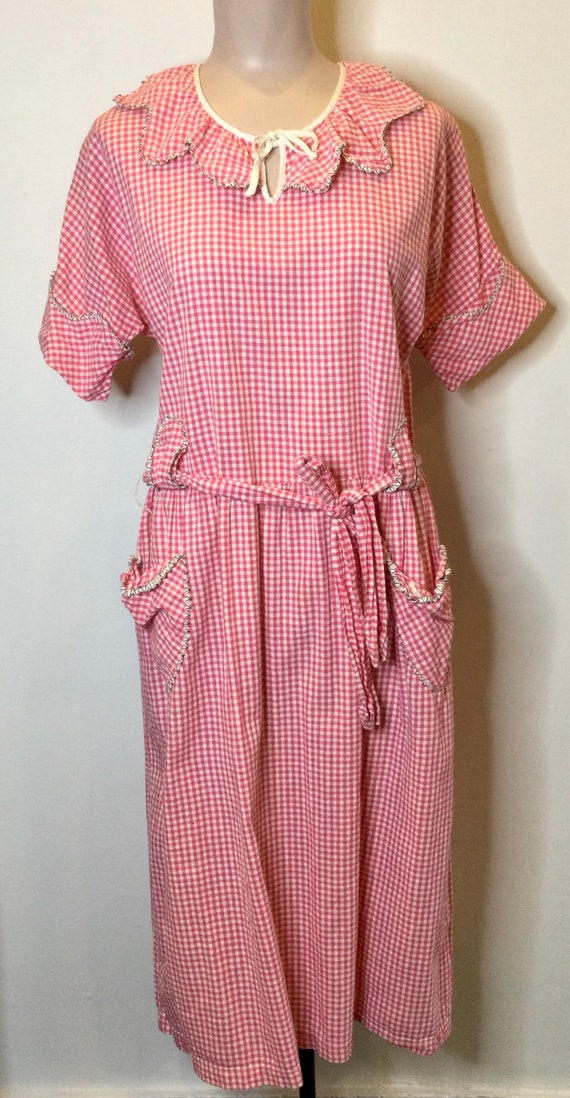 Vintage 1920s Gingham Cotton Drop Waist Dress - Etsy Vintage 1920s Gingham Cotton Drop Waist Dress - Etsy