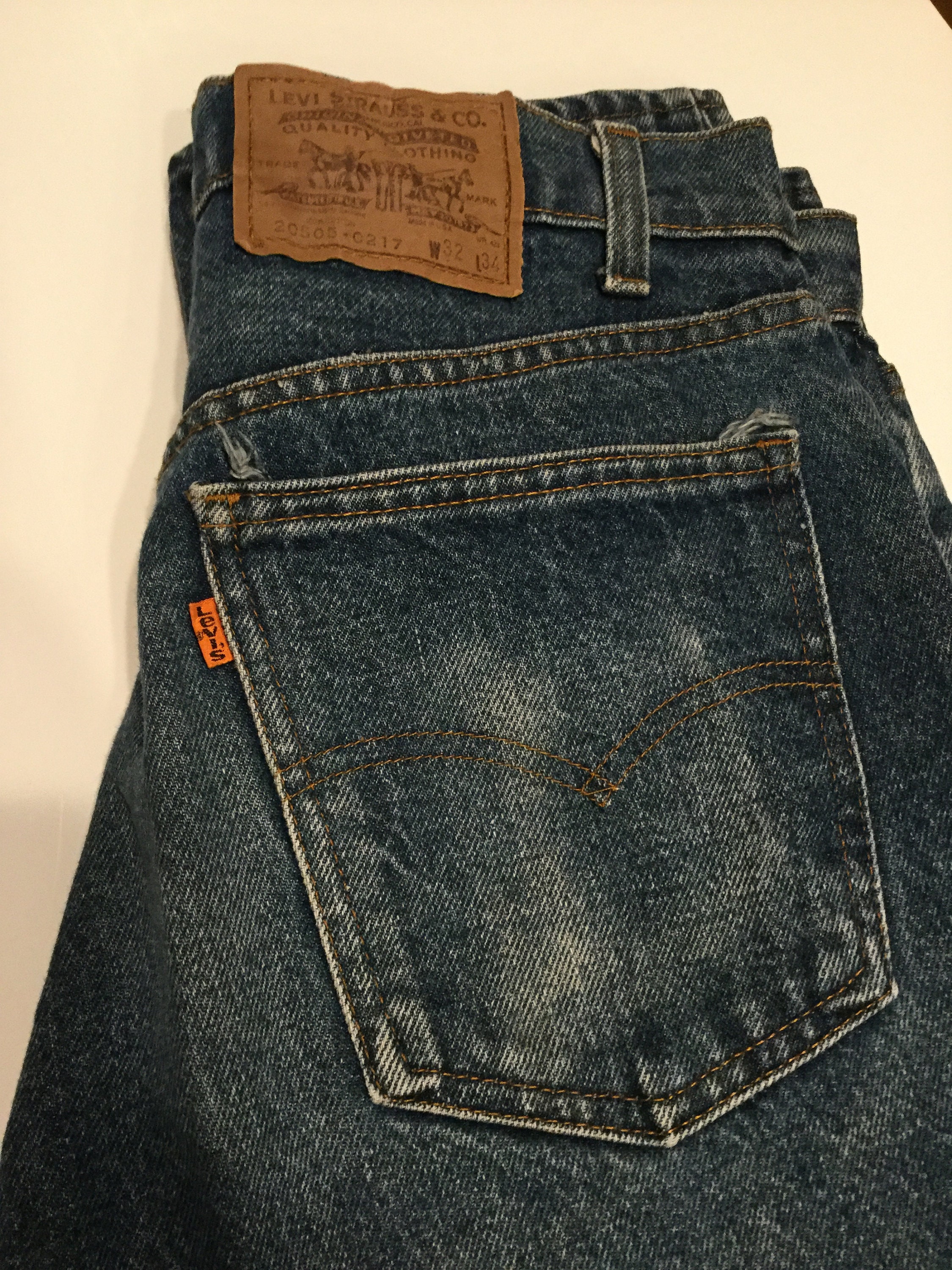 Levi Denim Jeans High Waisted Orange Tag - Etsy