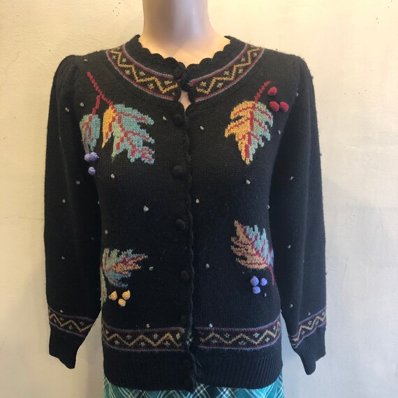 Hand Embroidered Cardigan Sweater Puff 