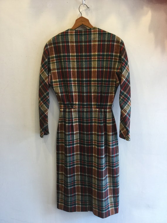 1950s Lovely Plaid Wool Dress With Hood-Hat, Made… - image 5