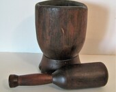 Dark Wood Mortar Pestle Rustic 7 1 2 quot Tall Apothecary Bowl 9 quot Herb Pestle Blender Spice Grinder Primitive Farmhouse Decor Chef 39 s Gift