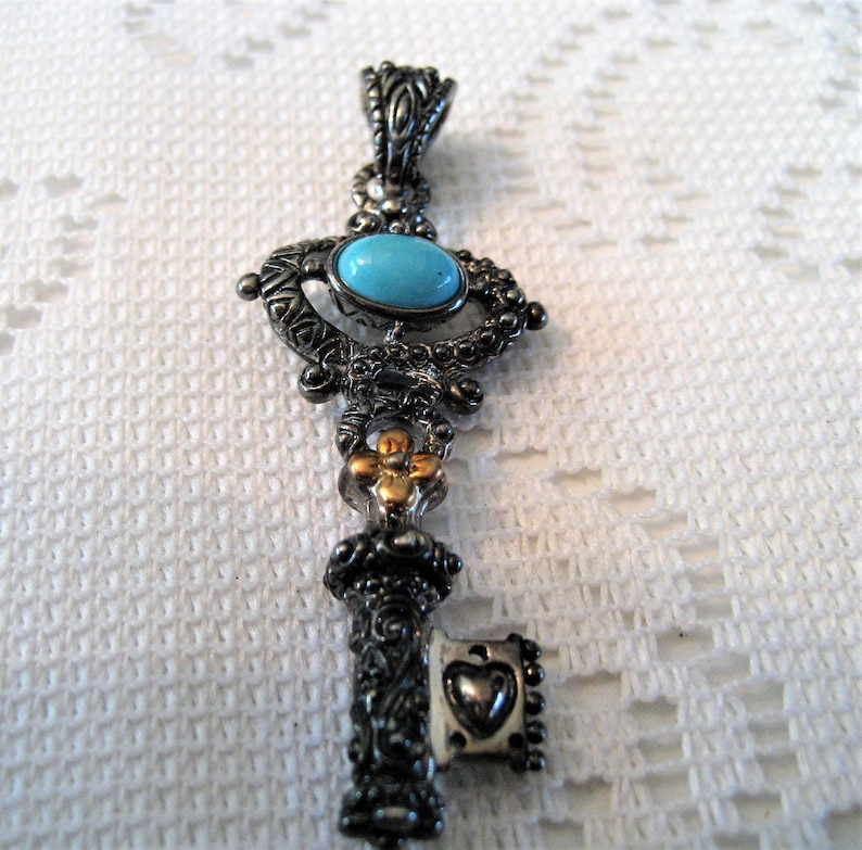 BARBARA BIXBY HEART BLUE ENAMEL ENHANCER PENDANT DESIGNER Gift