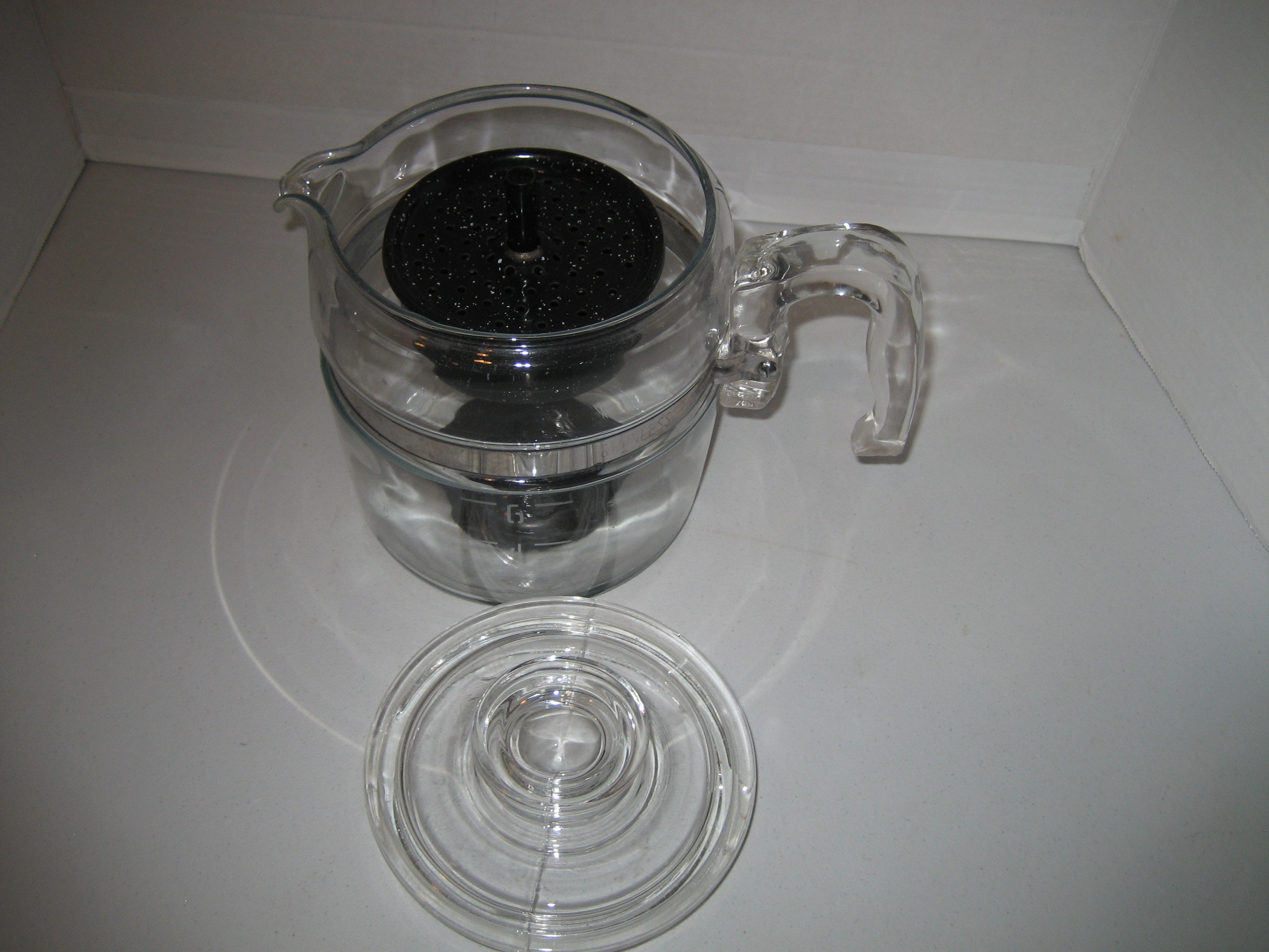 Clear Glass Pyrex Coffee Pot Stove Top Flameware Glass Black Etsy