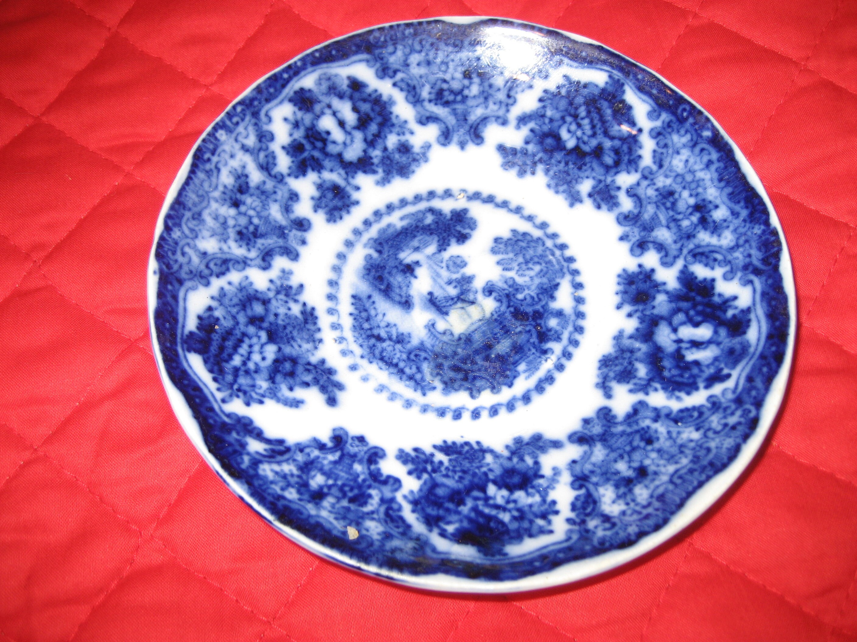 William Adams Co Fairy Villas Flow Blue Round Vegetable Bowl Flo Blue 6 Dish Add To Set Collectible