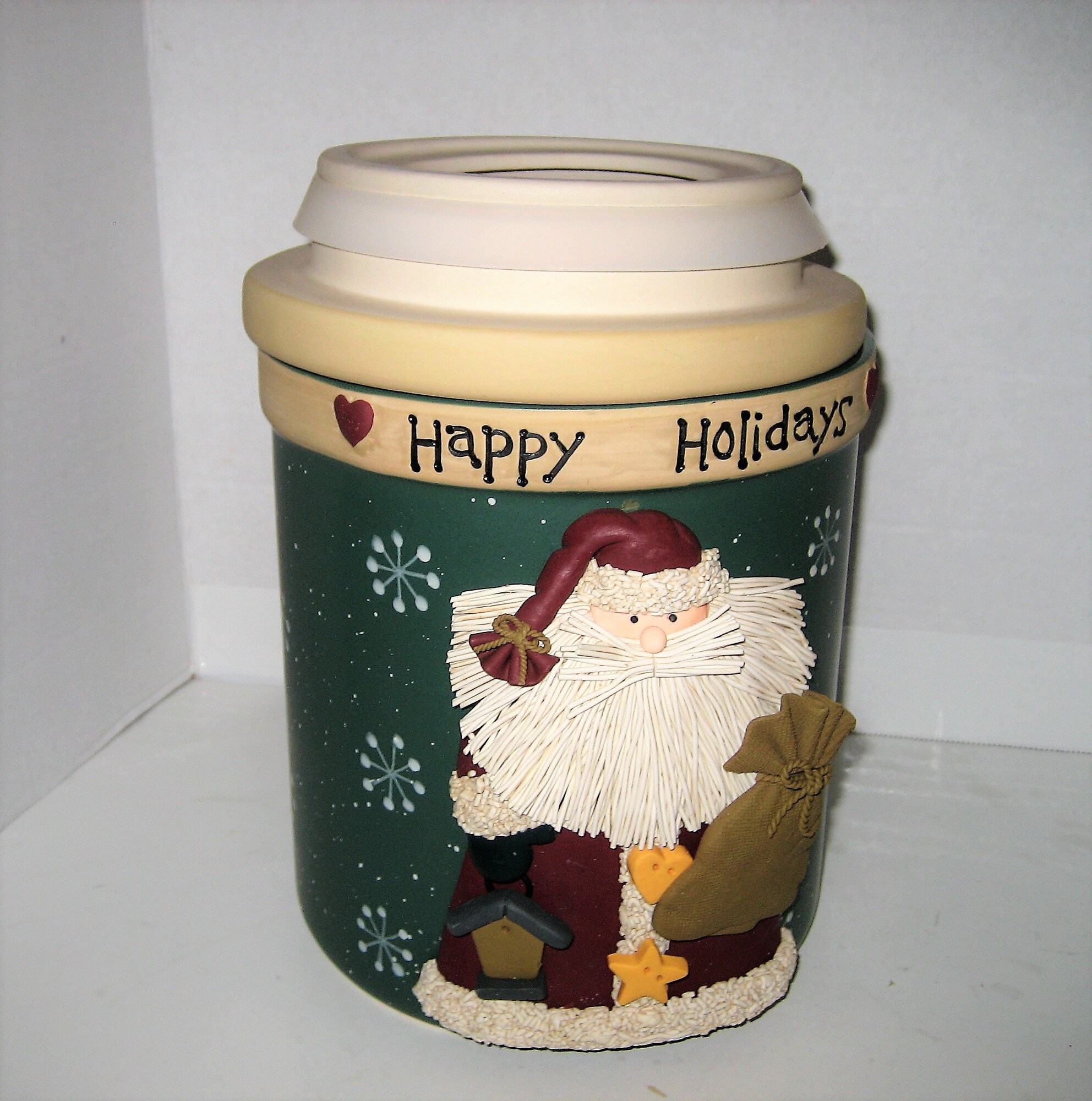 Large Christmas Cookie Jar Santa Design Says Happy Holidays | Etsy