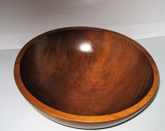 Hand Turned 11" Wood Dough Bowl 1/2 Inch Lip Edge Maple Chopping Bowl Made In Canada Signed MNM