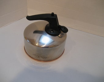 Revere Ware 1 Quart Tea Kettle Stainless Steel Copper Clad Atomic Kitchen Retro Kitchen Vintage Tea Kettle Gift