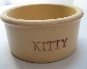 Robinson Ransbottom Kitty Bowl, Stoneware Grinding Bowl, 1/2" Lip, RRP Label Pottery Roseville Ohio Farmhouse Decor Gift For Cat