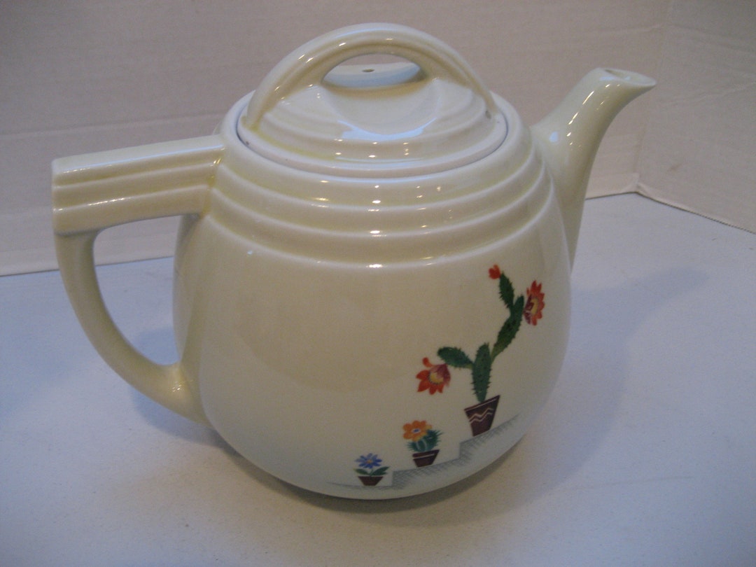 Large Pottery Teapot the Enterprise Aluminum Co Cacti Design Both Sides