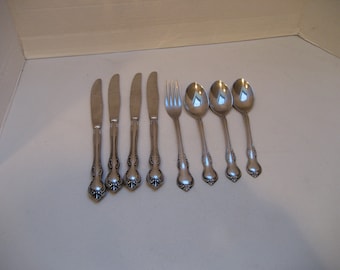 Rebacraft Reed and Barton Japan Stainless Silverware Set of 8 Flatware 4 Knives 1 Fork 3 Tablespoons RDS8 Pattern Replacements Add to Set
