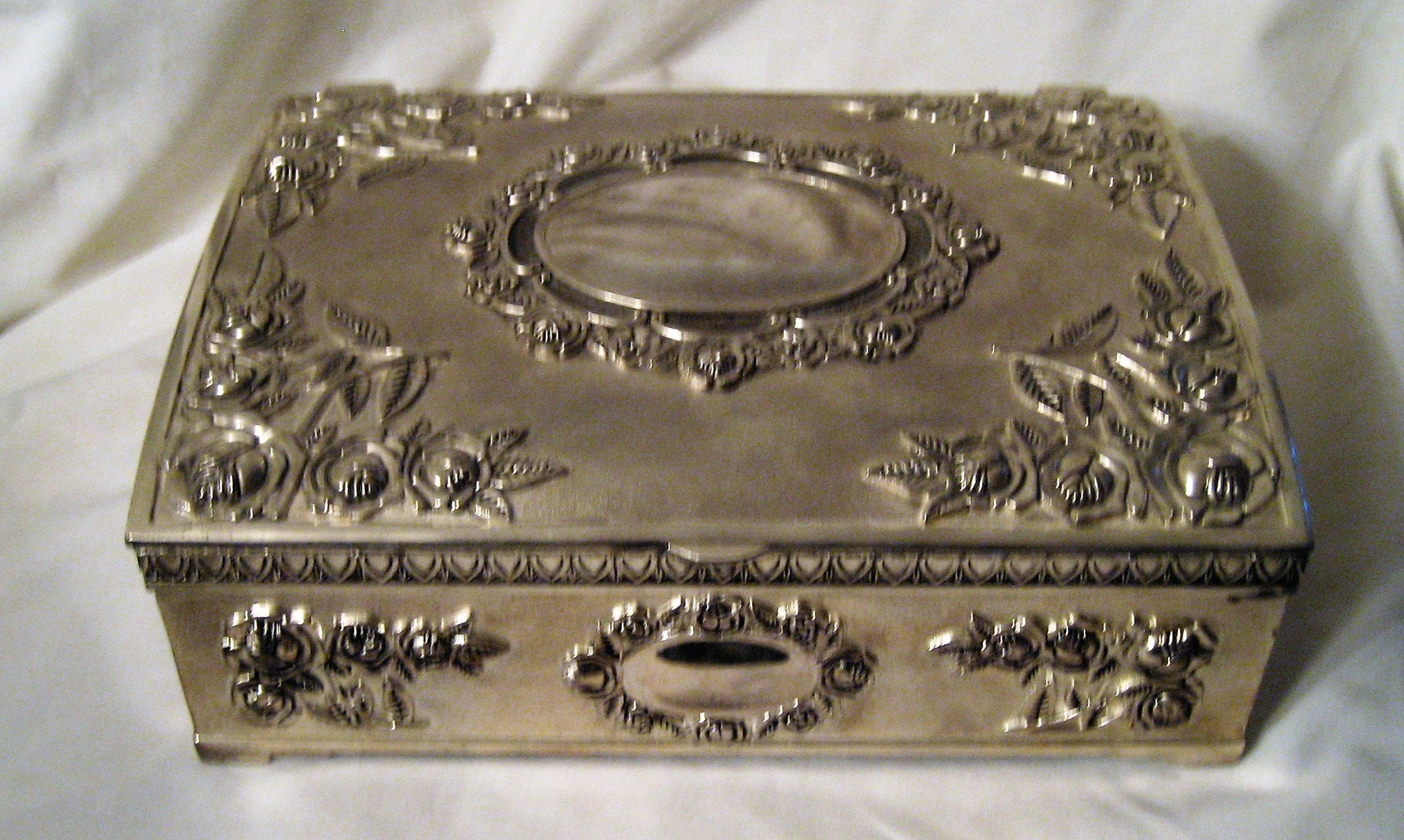 Vintage Godinger Ornate Jewelry Box Silver Plated Maroon Etsy
