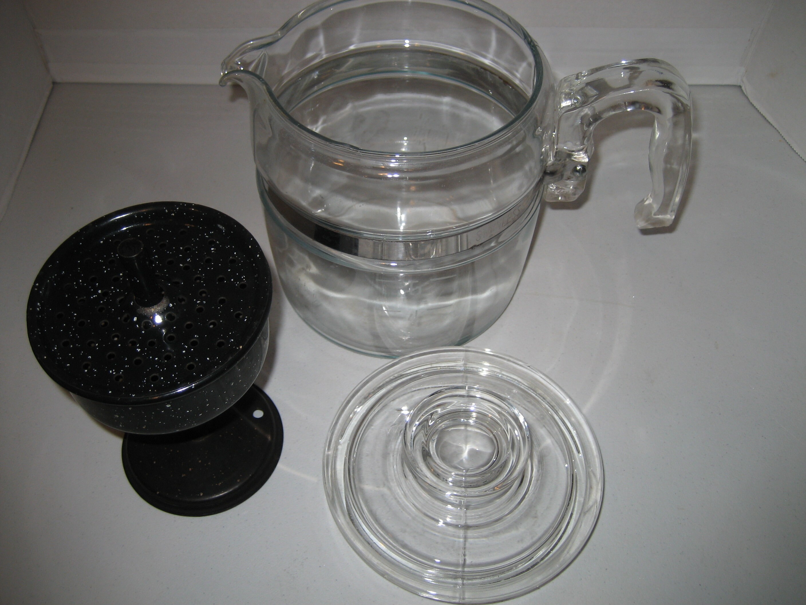 Clear Glass Pyrex Coffee Pot Stove Top Flameware Glass Black Etsy