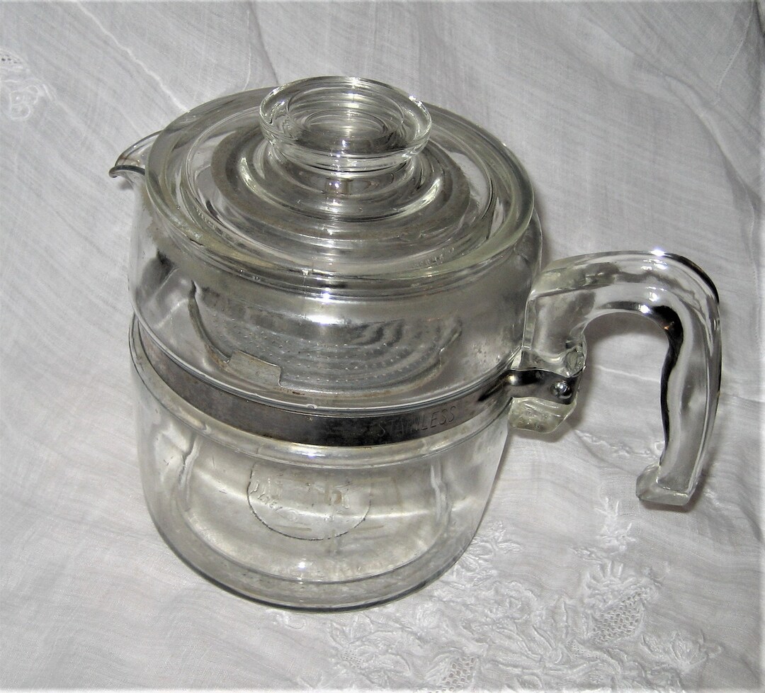Clear Glass Pyrex Coffee Pot Stove Top Flameware Glass Retro Etsy