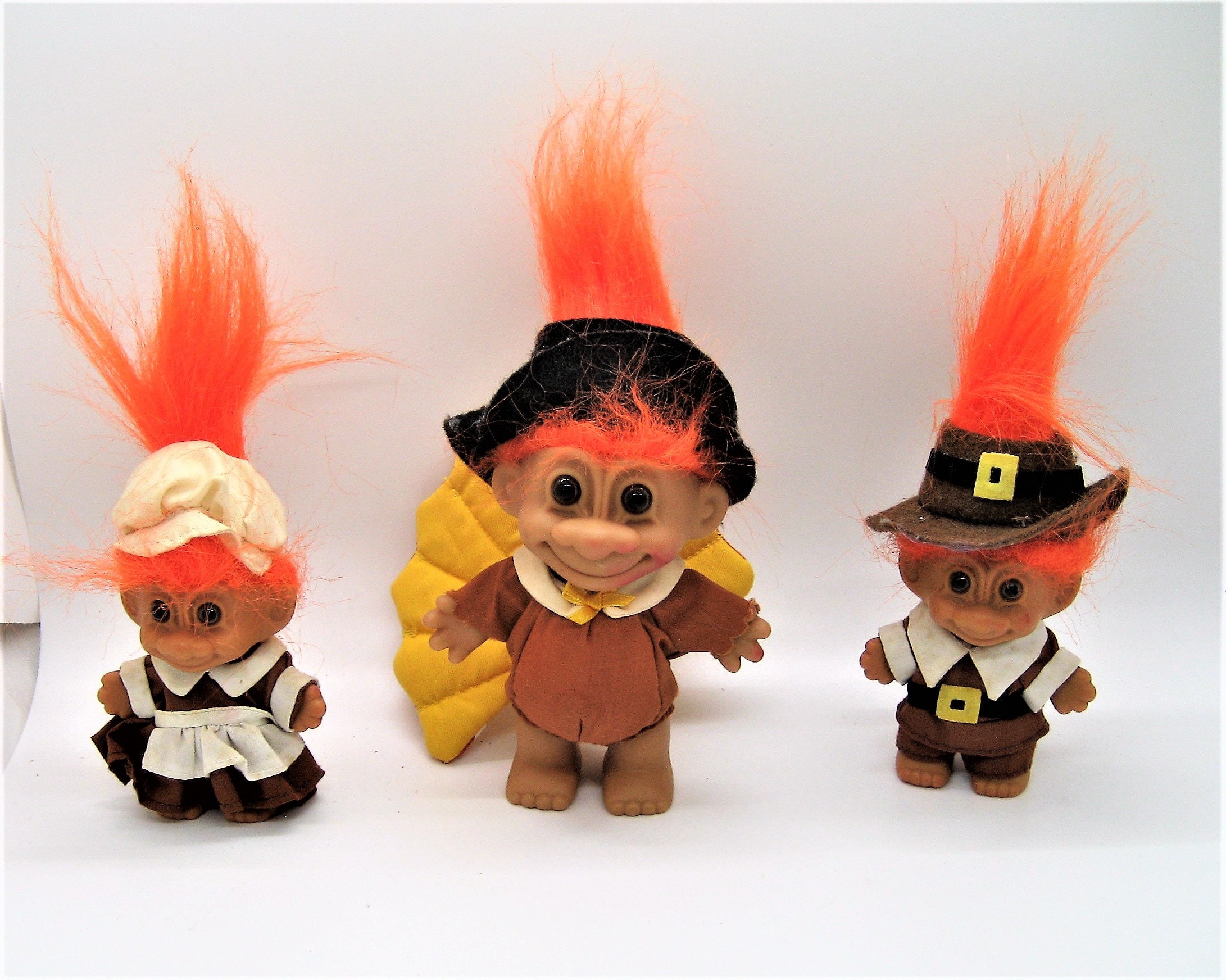 Russ Thanksgiving Pilgrim And Turkey Troll Dolls Fall Etsy
