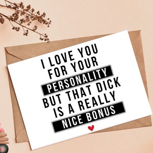 Carte de Saint Valentin romantique avec enveloppe. Carte d’anniversaire, carte d’anniversaire drôle pour lui. Carte de Saint Valentin sale, carte de Saint Valentin