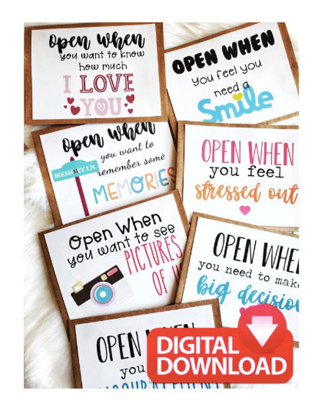 Descarga Digital Abrir Cuando Cartas Conjunto De 20 Abrir - Etsy.