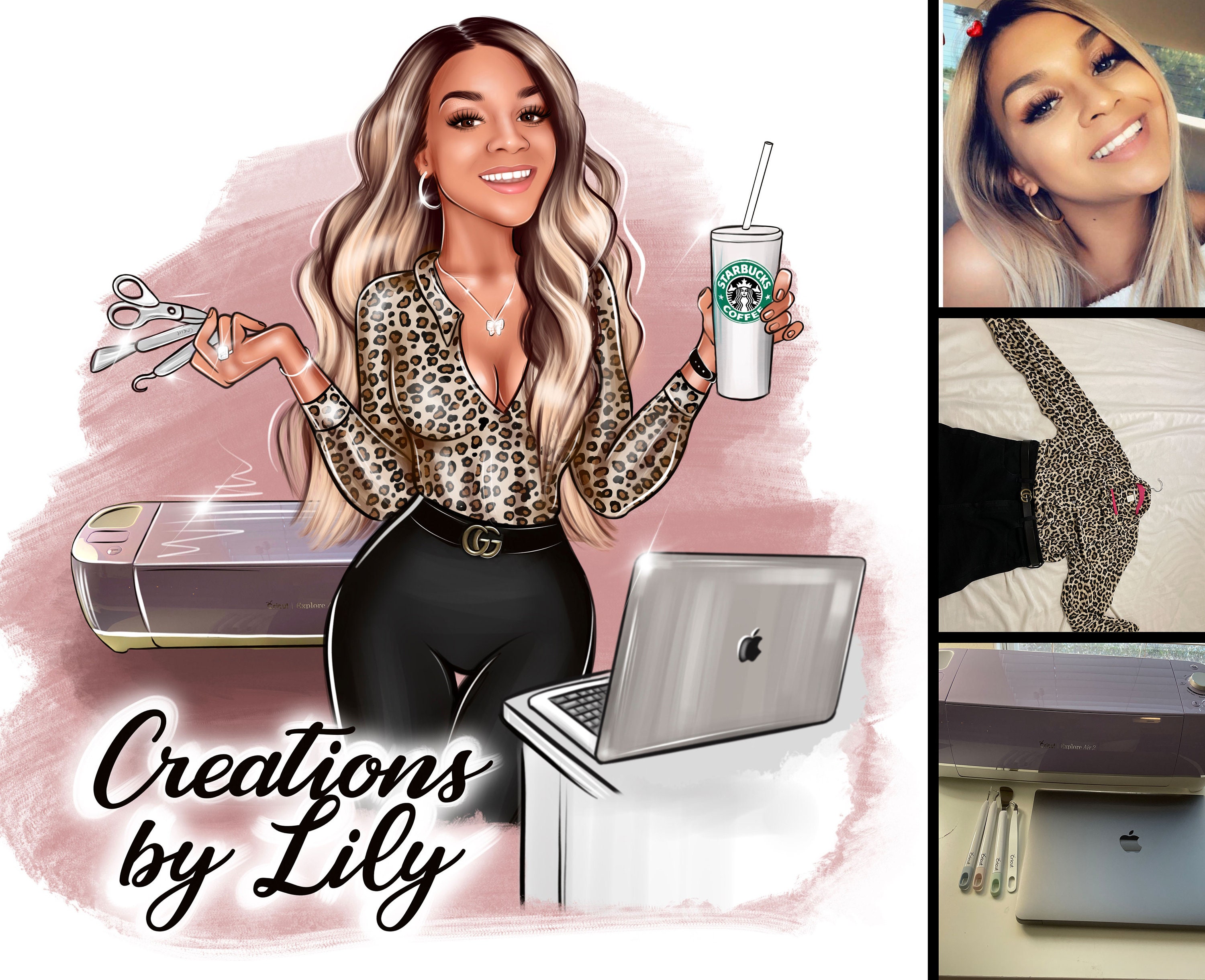 Craft Logo Cartoon Portrait Cricut Crafter Logo Design Etsy