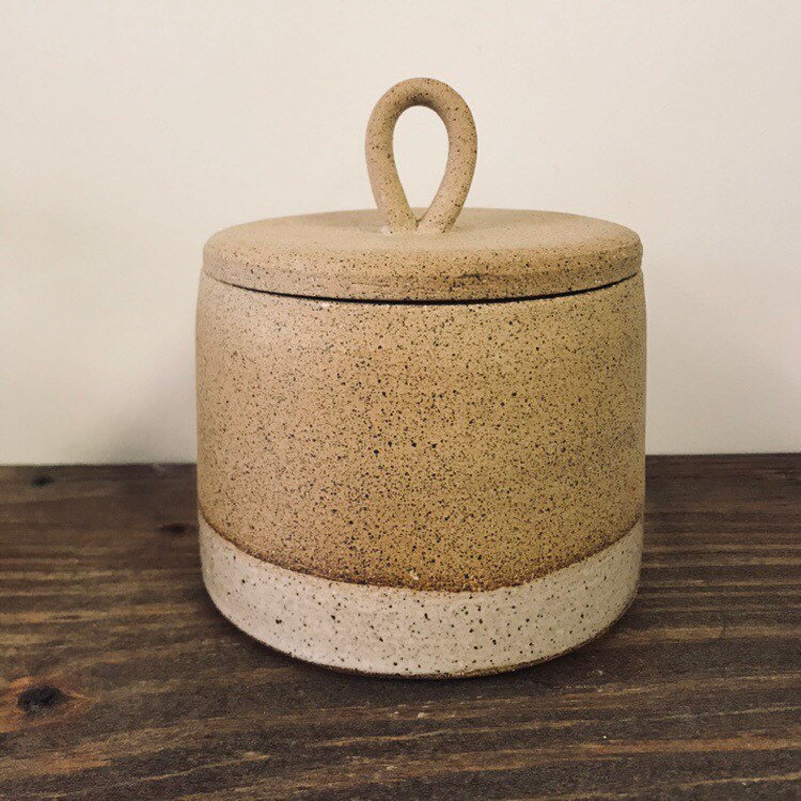 Lidded Speckled Jar Etsy