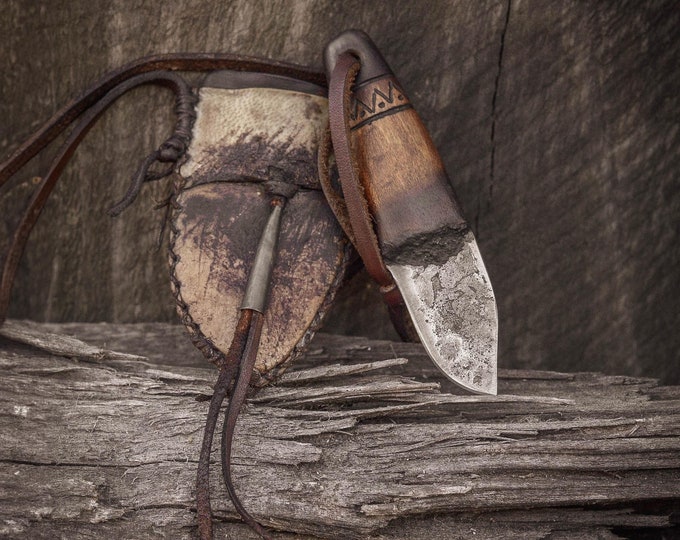 Handmade Mountain Man Neck Knife, Frontier Knife, Primitive Native