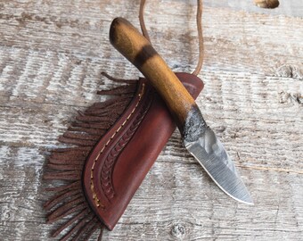 Handmade Prairiewind Neck Knife, Hand forged knife