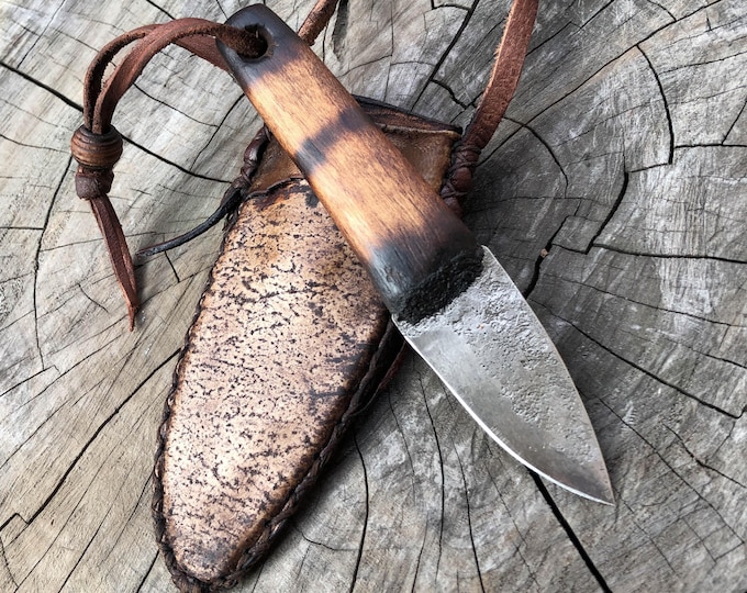 Mountain Man Knife, Neck Knife, Frontier Knife, Primitive Knife, Tooled