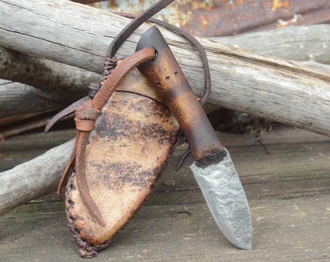 Mountain Man Knife, Neck Knife, Frontier Knife, Primitive Knife, Tooled
