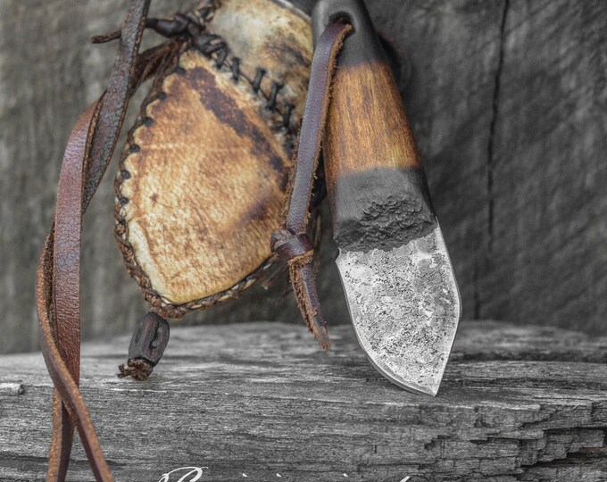 Small Handmade Mountain Man Neck Knife, Frontier Knife, Primitive