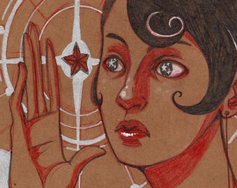 Stars In Her Eyes Original Drawing