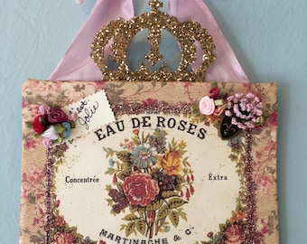 French Inspired wall hanging | French Plaque | Floral decor | French Perfume decor
