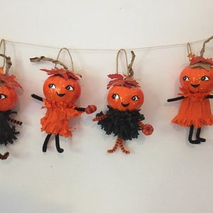 Vintage Pumpkin Person| Jack O Lantern| Halloween Decoration| Halloween Banner| Halloween Garland| Victorian Halloween| Pumpkin Decor