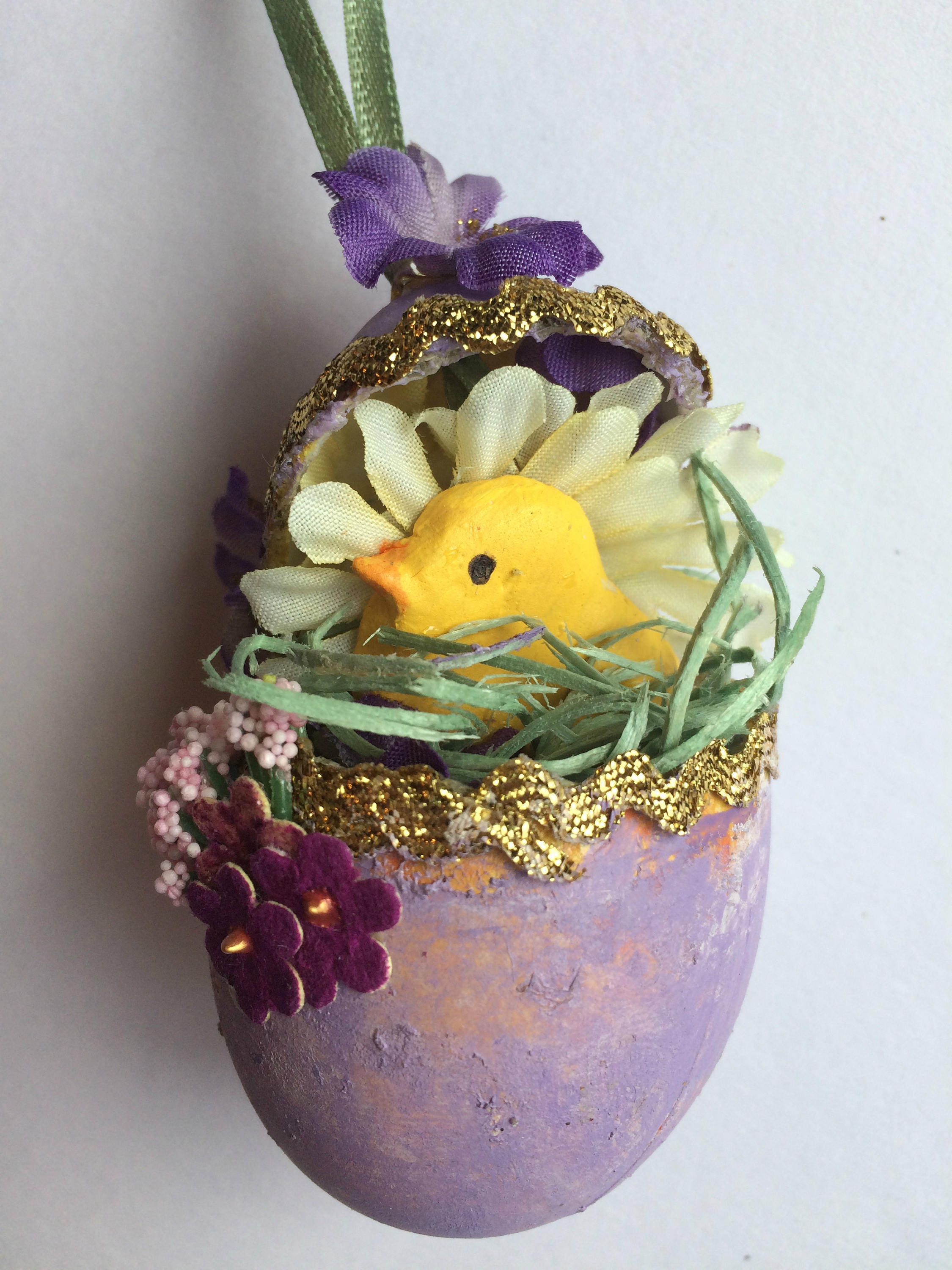 Purple Easter Chick Ornament Vintage Easter Chick Ornament Etsy