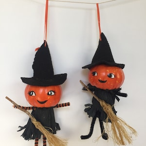 Vintage Halloween Pumpkin Witch Ornament| Halloween Ornament| Witch Ornament| Witch Decoration| Halloween Decoration| Pumpkin Ornament