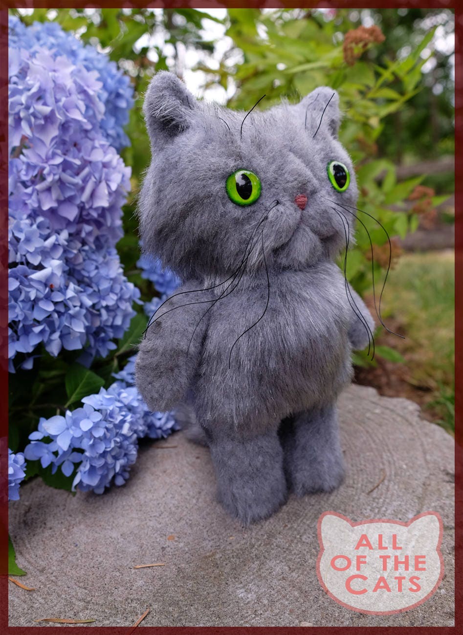 Grey Tabby Cat Plushie Short Hair Stuffed Animal Ooak Longhair Etsy