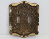 Vintage Amerock Carriage House Double Light Switch Cover Plate, Gold tone Switch Plate