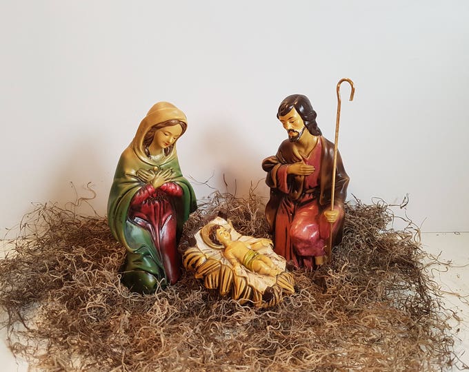 Vintage Large Nativity Set Paper Mache Japan Mary 9 Joseph 10 Baby