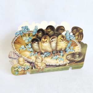 Boîte cadeau/bonbons de Pâques Merrimack vintage en carton, panier de poussins