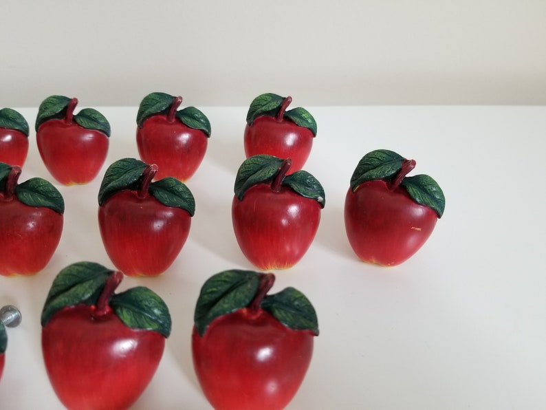 Red Apple Dresser Pulls Vintage Country Cabinet Knobs Fruit Etsy