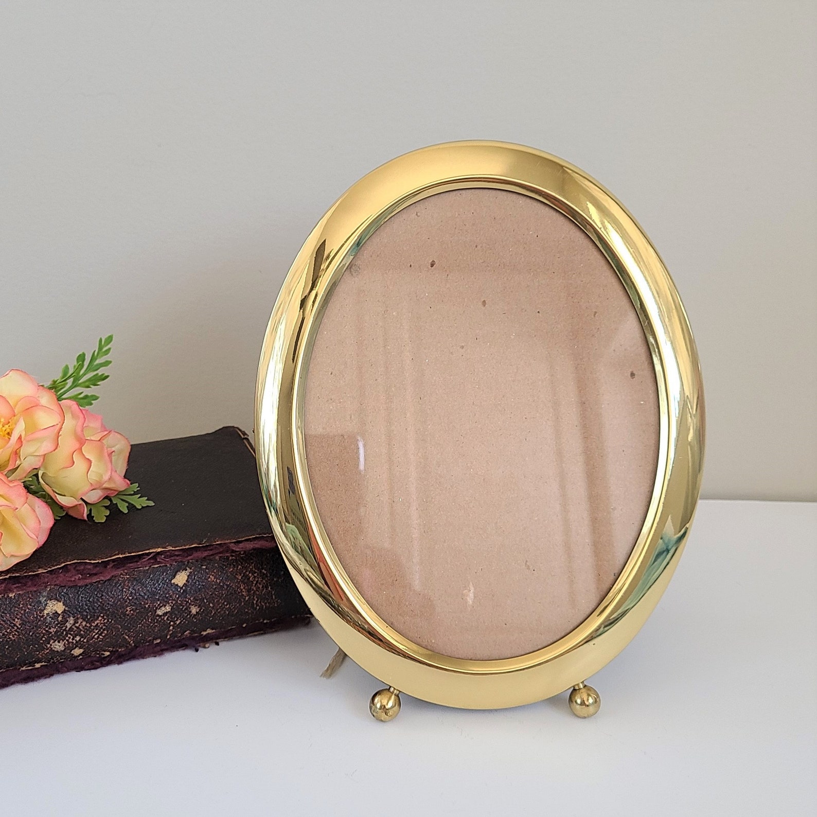 Brass Picture Frame Vintage Oval Wall Hanging or Table Top Etsy