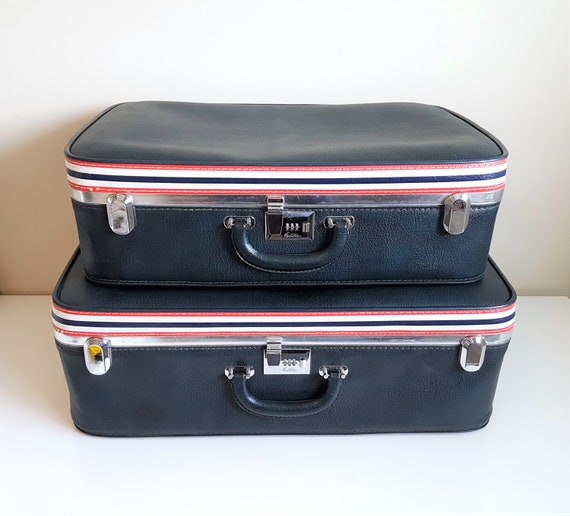 Suitcase Vintage Ventura Stripes of Fashion Luggage 2 piece set Soft Body FREE SHIPPING Etsy