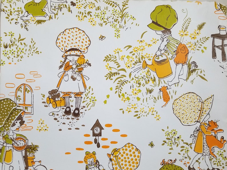 Wallpaper vintage Holly Hobbie Style Wallpaper Double Roll | Etsy