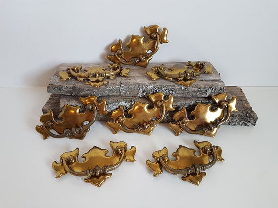 Vintage Brass Bail Pulls Ornate Drawer Handles Drawer Pulls Etsy