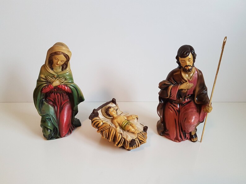 Vintage Large Nativity Set Paper Mache Japan Mary 9 Etsy