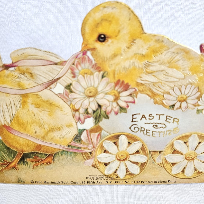 Vintage Merrimack Easter Greetings Cardboard Decor Candy/Gift Bag, Baby Chicks image 3