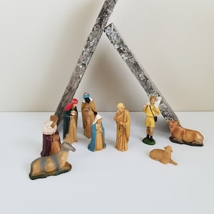Nativity Figurines, Vintage Art Plastics Holy Family, Creche Manger Scene
